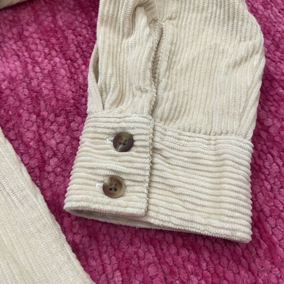 Roxy Let It Go Corduroy Button Up Shirt Egret Cream Size Large - Picture 5 of 13